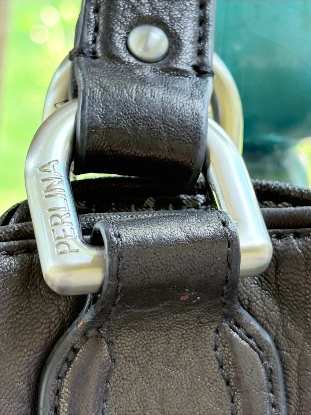 Perlina Espresso Soft Pebbled Leather Satchel Double Handled Handbag NWOT